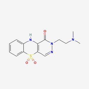 molecular formula C14H16N4O3S B12689714 1H-Pyridazino(4,5-b)(1,4)benzothiazin-1-one, 2,10-dihydro-2-(2-(dimethylamino)ethyl)-, 5,5-dioxide CAS No. 126598-41-2