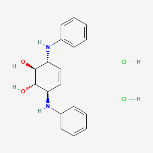 molecular formula C18H22Cl2N2O2 B12689780 4-Cyclohexene-1,2-diol, 3,6-bis(phenylamino)-, dihydrochloride, (1-alpha,2-beta,3-alpha,6-beta)- CAS No. 137866-75-2