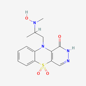 molecular formula C14H16N4O4S B12689878 1H-Pyridazino(4,5-b)(1,4)benzothiazin-1-one, 2,10-dihydro-10-(2-(dimethylamino)ethyl)-, N,5,5-trioxide CAS No. 126598-50-3