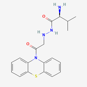 molecular formula C19H22N4O2S B12689884 L-Valine, 2-(2-oxo-2-(10H-phenothiazin-10-yl)ethyl)hydrazide CAS No. 84409-79-0