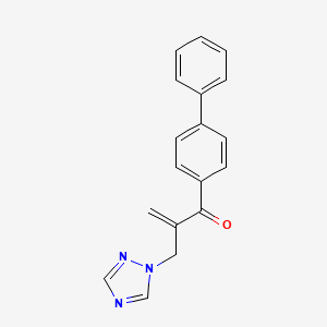 molecular formula C18H15N3O B12689930 2-Propen-1-one, 1-(1,1'-biphenyl)-4-yl-2-(1H-1,2,4-triazol-1-ylmethyl)- CAS No. 108664-39-7