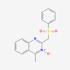 molecular formula C16H14N2O3S B12689960 (4-Methyl-3-oxido-2,3-dihydro-2-quinazolinyl)methyl phenyl sulfone CAS No. 6965-84-0