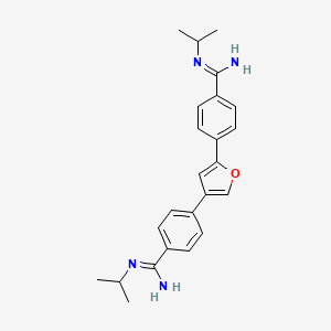 molecular formula C24H28N4O B12689973 Benzenecarboximidamide, 4,4'-(2,4-furandiyl)bis(N-(1-methylethyl)- CAS No. 242807-48-3