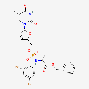 L-Alanine, N-(2',3'-didehydro-3'-deoxy-P-(2,4-dibromophenyl)-5'-thymidylyl)-, phenylmethyl ester