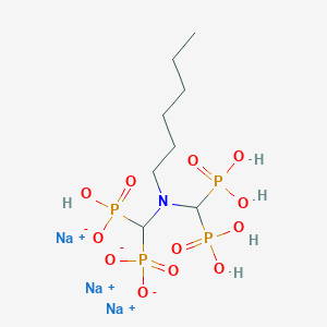 molecular formula C8H20NNa3O12P4 B12690153 Trisodium hydrogen (hexylimino)dimethylenediphosphonate CAS No. 14015-45-3