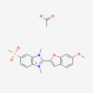 2-(6-Methoxybenzofuran-2-yl)-1,3-dimethyl-5-(methylsulphonyl)1H-benzimidazolium acetate