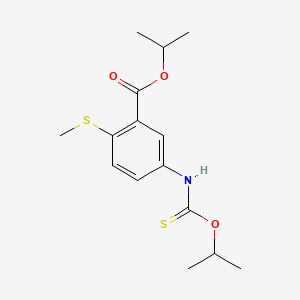 molecular formula C15H21NO3S2 B12690218 Benzoic acid, 5-(((1-methylethoxy)thioxomethyl)amino)-2-(methylthio)-, 1-methylethyl ester CAS No. 165549-78-0