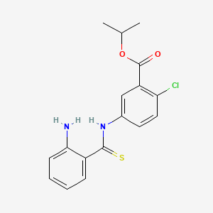 molecular formula C17H17ClN2O2S B12690245 Benzoic acid, 5-(((2-aminophenyl)thioxomethyl)amino)-2-chloro-, 1-methylethyl ester CAS No. 178870-20-7