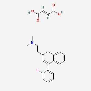 molecular formula C24H26FNO4 B12690275 (E)-but-2-enedioic acid;2-[4-(2-fluorophenyl)-1,2-dihydronaphthalen-2-yl]-N,N-dimethylethanamine CAS No. 83658-77-9