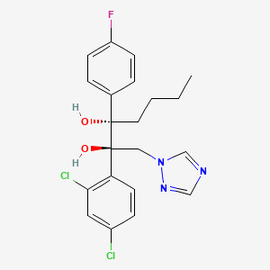 molecular formula C21H22Cl2FN3O2 B12690339 2,3-Heptanediol, 2-(2,4-dichlorophenyl)-3-(4-fluorophenyl)-1-(1H-1,2,4-triazol-1-yl)-, (2R,3S)- CAS No. 107680-32-0