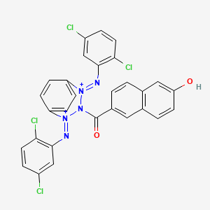 molecular formula C29H17Cl4N5O2+2 B12690389 2-Naphthalenecarboxamide, N,N'-1,4-phenylenebis((2,5-dichlorophenyl)azo)-6-hydroxy- CAS No. 93385-11-6