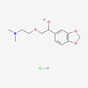 molecular formula C13H20ClNO4 B12690392 1,3-Benzodioxole-5-methanol, alpha-((2-(dimethylamino)ethoxy)methyl)-, hydrochloride CAS No. 131961-58-5