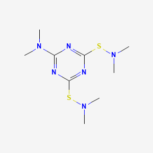 molecular formula C9H18N6S2 B12690422 6-(Dimethylamino)-N,N,N',N'-tetramethyl-1,3,5-triazine-2,4-disulphenamide CAS No. 61371-29-7