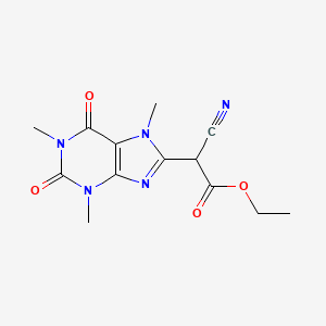 Ethyl alpha-cyano-2,3,6,7-tetrahydro-1,3,7-trimethyl-2,6-dioxo-1H-purine-8-acetate