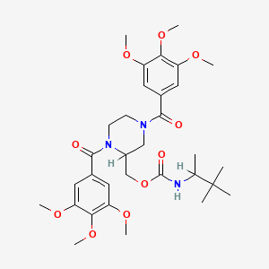 Carbamic acid, (1,2,2-trimethylpropyl)-, (1,4-bis(3,4,5-trimethoxybenzoyl)-2-piperazinyl)methyl ester