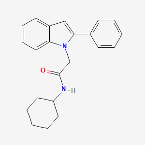 molecular formula C22H24N2O B12690502 1H-Indole-1-acetamide, N-cyclohexyl-2-phenyl- CAS No. 163629-08-1