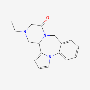 B12690525 9H,11H-Pyrazino(2,1-c)pyrrolo(1,2-a)(1,4)benzodiazepin-11-one, 12,13,14,14a-tetrahydro-13-ethyl- CAS No. 144109-16-0