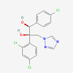 molecular formula C17H14Cl3N3O2 B12690546 1,2-Propanediol, 1-(4-chlorophenyl)-2-(2,4-dichlorophenyl)-3-(1H-1,2,4-triazol-1-yl)-, (1S,2R)- CAS No. 107741-29-7