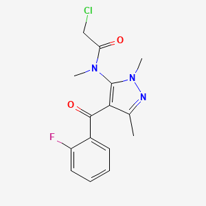 molecular formula C15H15ClFN3O2 B12690619 2-Chloro-N-(4-(2-fluorobenzoyl)-1,3-dimethyl-1H-pyrazol-5-yl)-N-methylacetamide CAS No. 63960-71-4