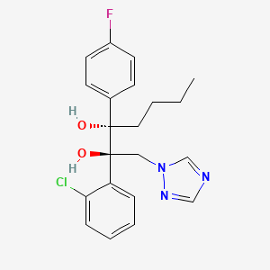 molecular formula C21H23ClFN3O2 B12690626 2,3-Heptanediol, 2-(2-chlorophenyl)-3-(4-fluorophenyl)-1-(1H-1,2,4-triazol-1-yl)-, (2R,3S)- CAS No. 107680-24-0