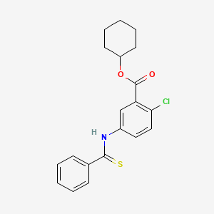 molecular formula C20H20ClNO2S B12690638 Benzoic acid, 2-chloro-5-((phenylthioxomethyl)amino)-, cyclohexyl ester CAS No. 178870-19-4