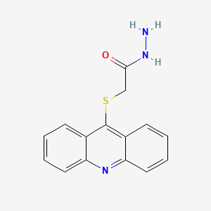 molecular formula C15H13N3OS B12690685 Acetic acid, (9-acridinylthio)-, hydrazide CAS No. 129885-01-4