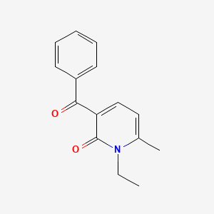 molecular formula C15H15NO2 B12690722 2(1H)-Pyridinone, 3-benzoyl-1-ethyl-6-methyl- CAS No. 143572-49-0