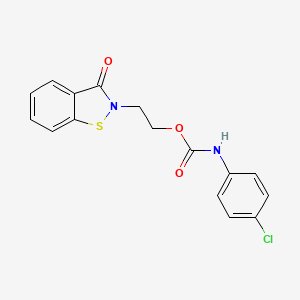 molecular formula C16H13ClN2O3S B12690738 2-(3-oxo-1,2-benzothiazol-2-yl)ethyl N-(4-chlorophenyl)carbamate CAS No. 199172-81-1