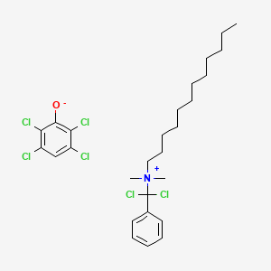 molecular formula C27H37Cl6NO B12690754 [dichloro(phenyl)methyl]-dodecyl-dimethylazanium;2,3,5,6-tetrachlorophenolate CAS No. 85940-44-9