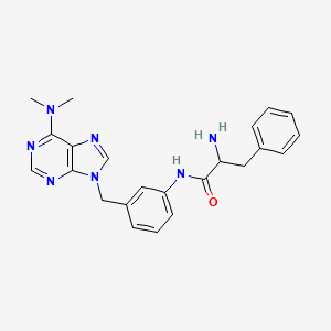 molecular formula C23H25N7O B12690841 Benzenepropanamide, a-amino-N-(3-((6-(dimethylamino)-9H-purin-9-yl)methyl)phenyl)- CAS No. 115204-49-4