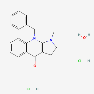 molecular formula C19H22Cl2N2O2 B12690913 1H-Pyrrolo(2,3-b)quinol-4-one, 2,3,4,9-tetrahydro-9-benzyl-1-methyl-, dihydrochloride, hydrate CAS No. 102280-95-5