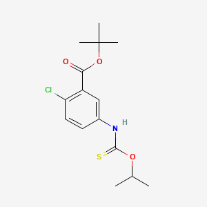 molecular formula C15H20ClNO3S B12690916 Benzoic acid, 2-chloro-5-(((1-methylethoxy)thioxomethyl)amino)-, 1,1-dimethylethyl ester CAS No. 135813-13-7