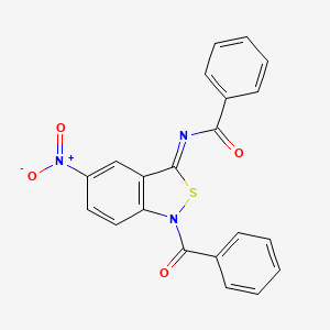 molecular formula C21H13N3O4S B12690931 N-(1-Benzoyl-5-nitro-2,1-benzisothiazol-3(1H)-ylidene)benzamide CAS No. 106532-71-2