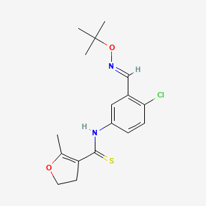 molecular formula C17H21ClN2O2S B12690957 3-Furancarbothioamide, N-(4-chloro-3-(((1,1-dimethylethoxy)imino)methyl)phenyl)-4,5-dihydro-2-methyl- CAS No. 178870-29-6