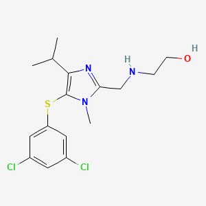 molecular formula C16H21Cl2N3OS B12691010 2-((5-(3,5-Dichlorophenylthio)-4-isopropyl-1-methyl-1H-imidazol-2-yl)methylamino)ethanol CAS No. 178979-70-9