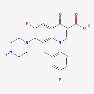 molecular formula C21H19F2N3O3 B12691069 3-Quinolinecarboxylic acid, 6-fluoro-1-(4-fluoro-2-methylphenyl)-1,4-dihydro-4-oxo-7-(1-piperazinyl)- CAS No. 164662-40-2