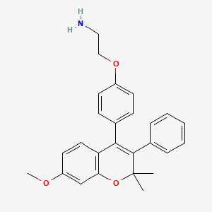 B12691487 Ethanamine, 2-(4-(7-methoxy-2,2-dimethyl-3-phenyl-2H-1-benzopyran-4-yl)phenoxy)-, hydrochloride CAS No. 123886-65-7