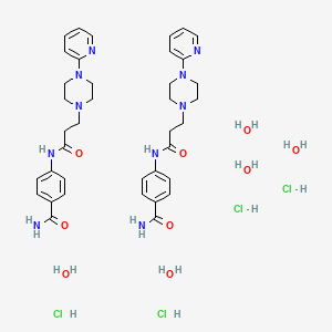 4-[3-(4-pyridin-2-ylpiperazin-1-yl)propanoylamino]benzamide;pentahydrate;tetrahydrochloride