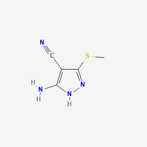 molecular formula C5H6N4S B1269277 3-Amino-5-(methylthio)-1H-pyrazole-4-carbonitrile CAS No. 72760-85-1