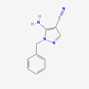 molecular formula C11H10N4 B1269344 5-amino-1-benzyl-1H-pyrazole-4-carbonitrile CAS No. 91091-13-3