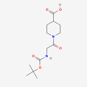 molecular formula C13H22N2O5 B1269351 1-(2-tert-Butoxycarbonylamino-acetyl)-piperidine-4-carboxylic acid CAS No. 345955-48-8