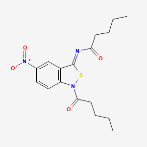 N-(5-Nitro-1-(1-oxopentyl)-2,1-benzisothiazol-3(1H)-ylidene)pentanamide