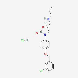 2-Oxazolidinone, 3-(4-((3-chlorophenyl)methoxy)phenyl)-5-((propylamino)methyl)-, monohydrochloride, hydrate