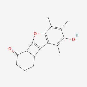 molecular formula C17H18O3 B12693796 Benzo(3,4)cyclobuta(1,2-b)benzofuran-4(1H)-one, 2,3,4a,9c-tetrahydro-8-hydroxy-6,7,9-trimethyl- CAS No. 113561-35-6