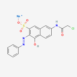 molecular formula C18H13ClN3NaO5S B12693800 Sodium 7-((chloroacetyl)amino)-4-hydroxy-3-(phenylazo)naphthalene-2-sulphonate CAS No. 5572-43-0