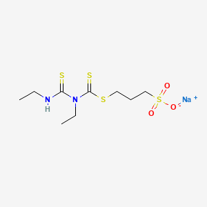 molecular formula C9H17N2NaO3S4 B12693904 Sodium 3-(((ethyl((ethylamino)thioxomethyl)amino)thioxomethyl)thio)propanesulphonate CAS No. 94134-70-0