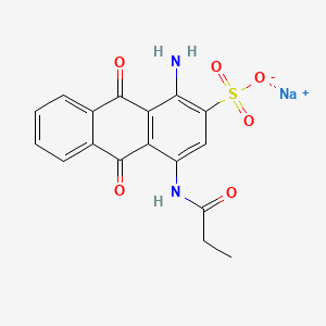 molecular formula C17H13N2NaO6S B12693946 Sodium 1-amino-9,10-dihydro-9,10-dioxo-4-((1-oxopropyl)amino)anthracene-2-sulphonate CAS No. 94349-50-5