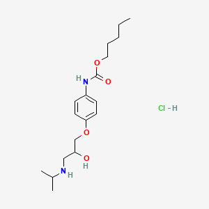 molecular formula C18H31ClN2O4 B12694026 Carbamic acid, (4-(2-hydroxy-3-((1-methylethyl)amino)propoxy)phenyl)-, pentyl ester, monohydrochloride CAS No. 83263-79-0