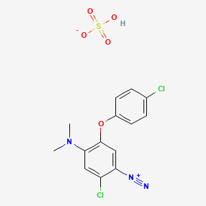 molecular formula C14H13Cl2N3O5S B12694056 2-Chloro-5-(4-chlorophenoxy)-4-(dimethylamino)benzenediazonium hydrogen sulphate CAS No. 84522-12-3