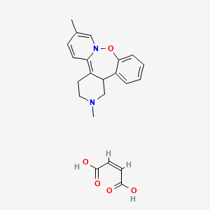 molecular formula C22H24N2O5 B12694108 (+)-1,3,4,14b-Tetrahydro-2,7-dimethyl-2H-dibenzo(b,f)pyrazino(1,2-d)oxazepine maleate CAS No. 85391-77-1